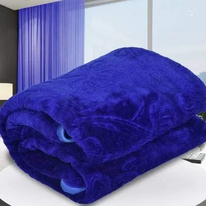 ABM UNLIMITED Solid Super Soft Mink Blanket (Navy, Double)