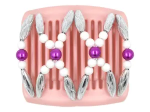 African Butterfly Chameleon Hair Comb - Dalena Pink Pearl 12