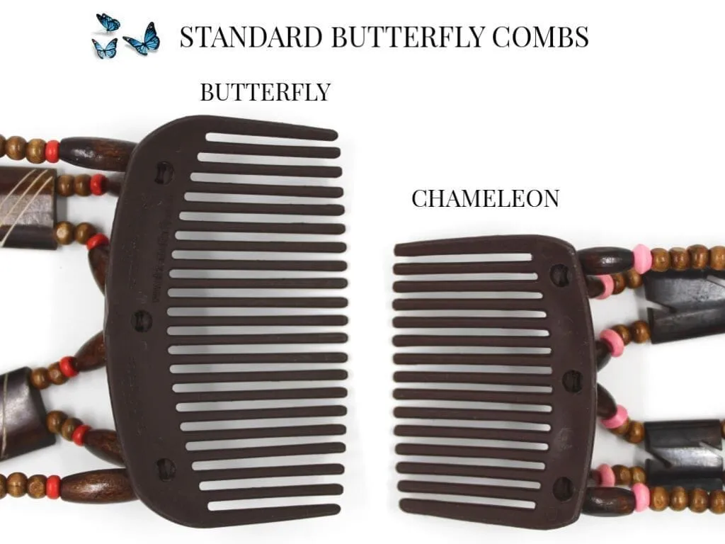 African Butterfly Chameleon Hair Comb - Ndebele Clear 01