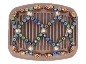 African Butterfly Hair Comb - Ndalena Brown Pearl 05