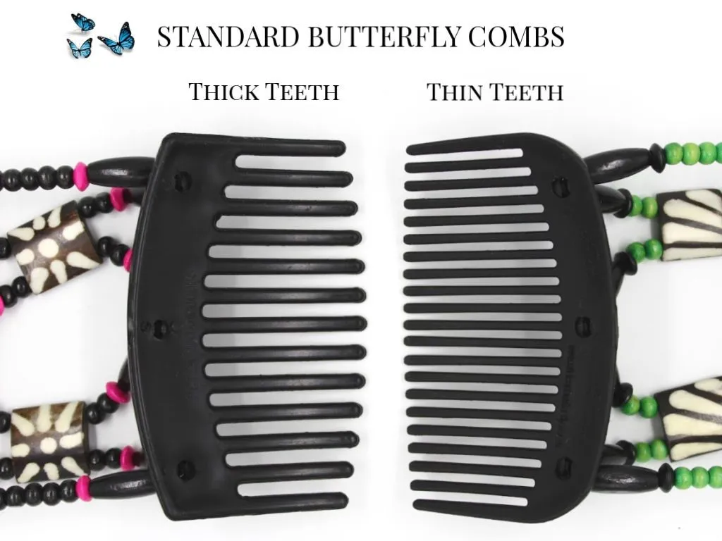 African Butterfly Thick Hair Comb - Beada Tube Clear 41