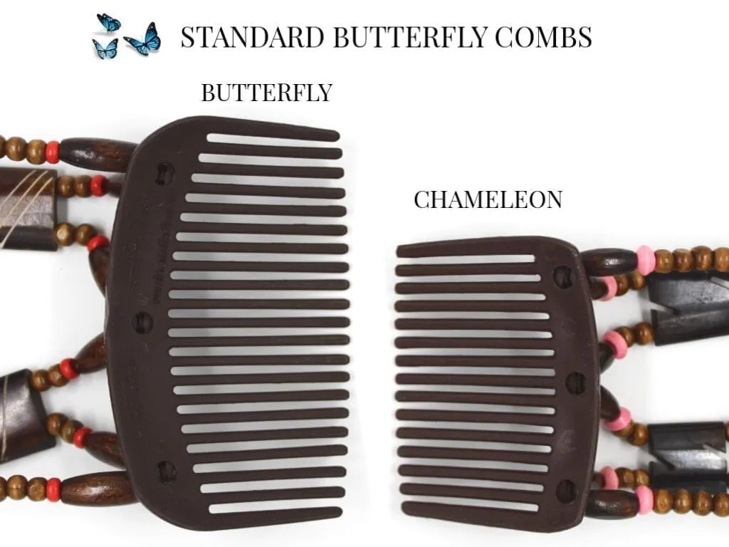 African Butterfly Thick Hair Comb - Beada Tube Clear 63