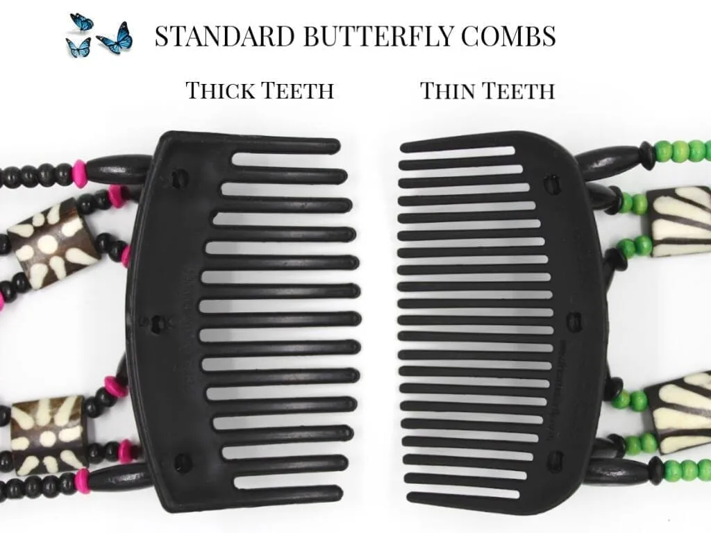 African Butterfly Thick Hair Comb - Beada Tube Clear 63