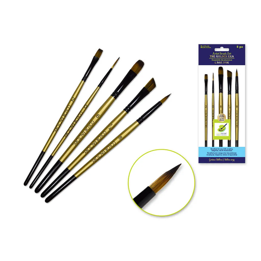 Artist Brush Set: The Golden Era Set Wood Handle-Detail, x5