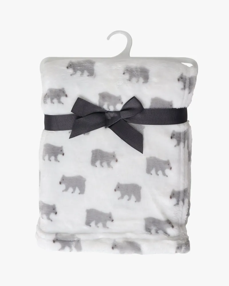 Baby Fleece Blanket - Grey Bear - SALE