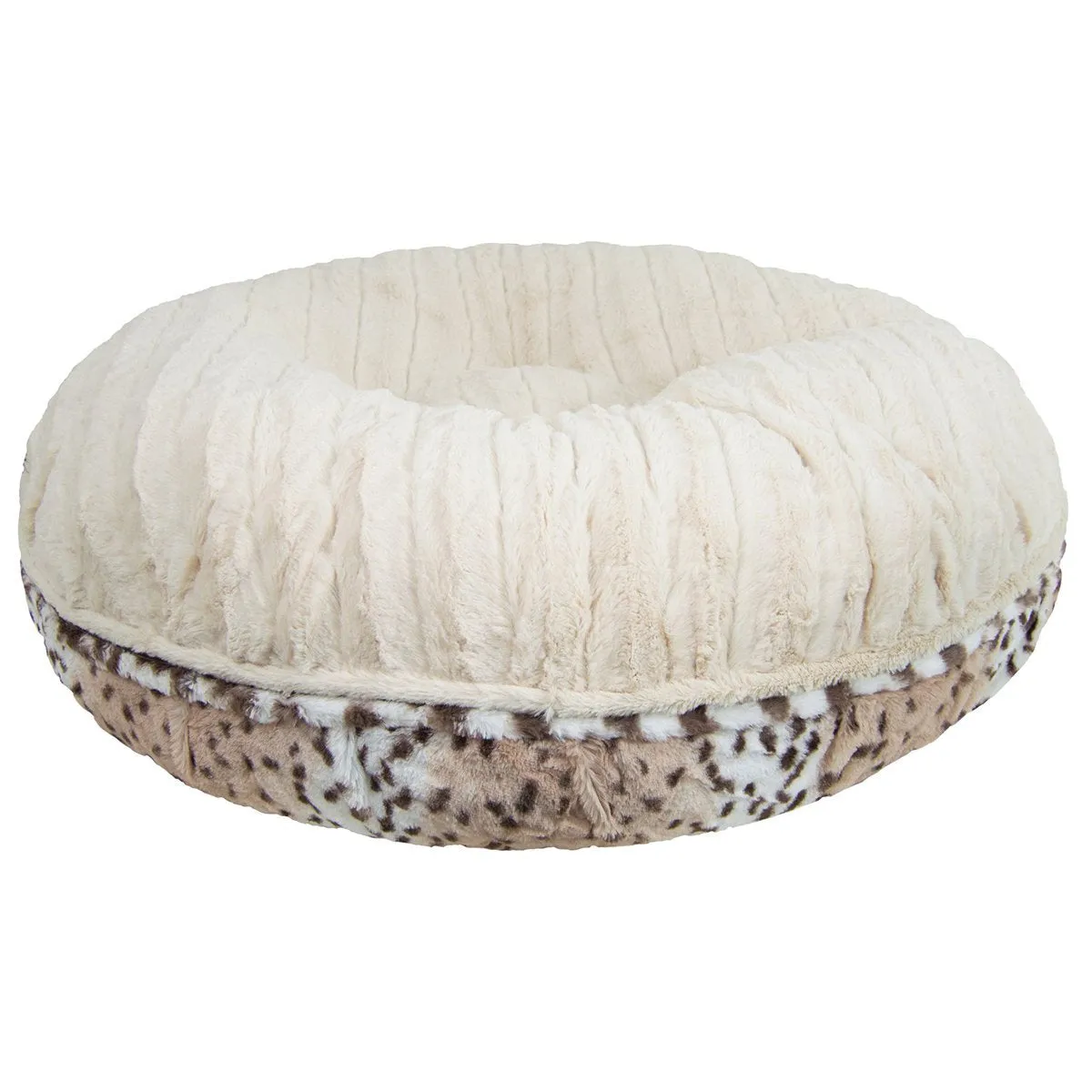 Bagel Dog Bed Aspen Snow Leopard/Natural Beauty