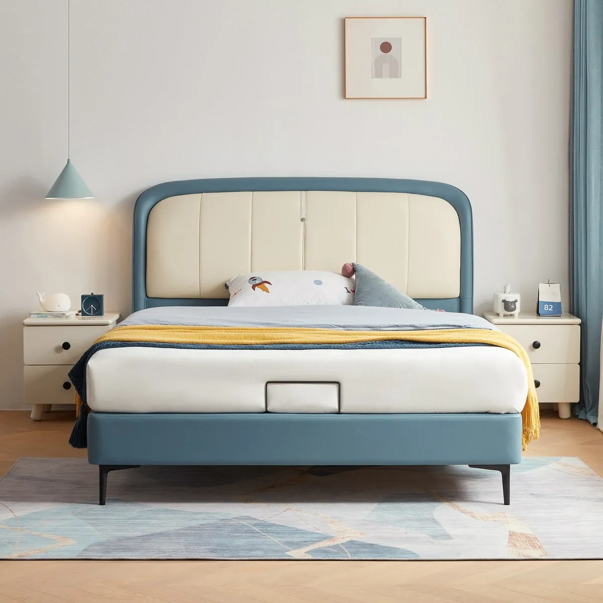 Boys Upholstered Bed with Mattress