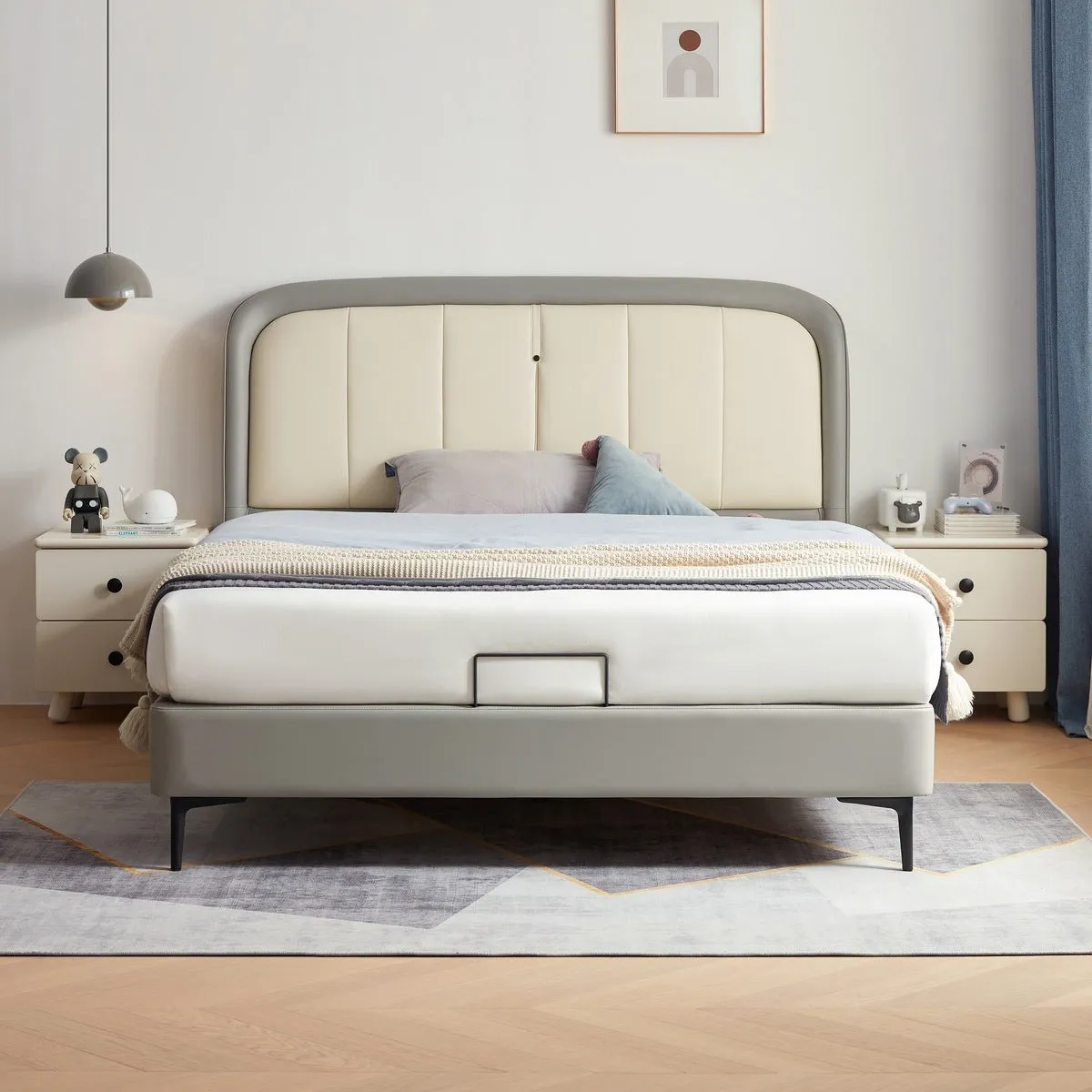 Boys Upholstered Bed with Mattress