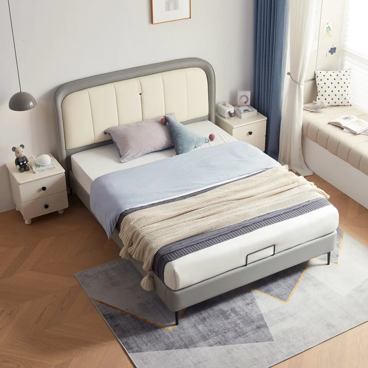 Boys Upholstered Bed with Mattress