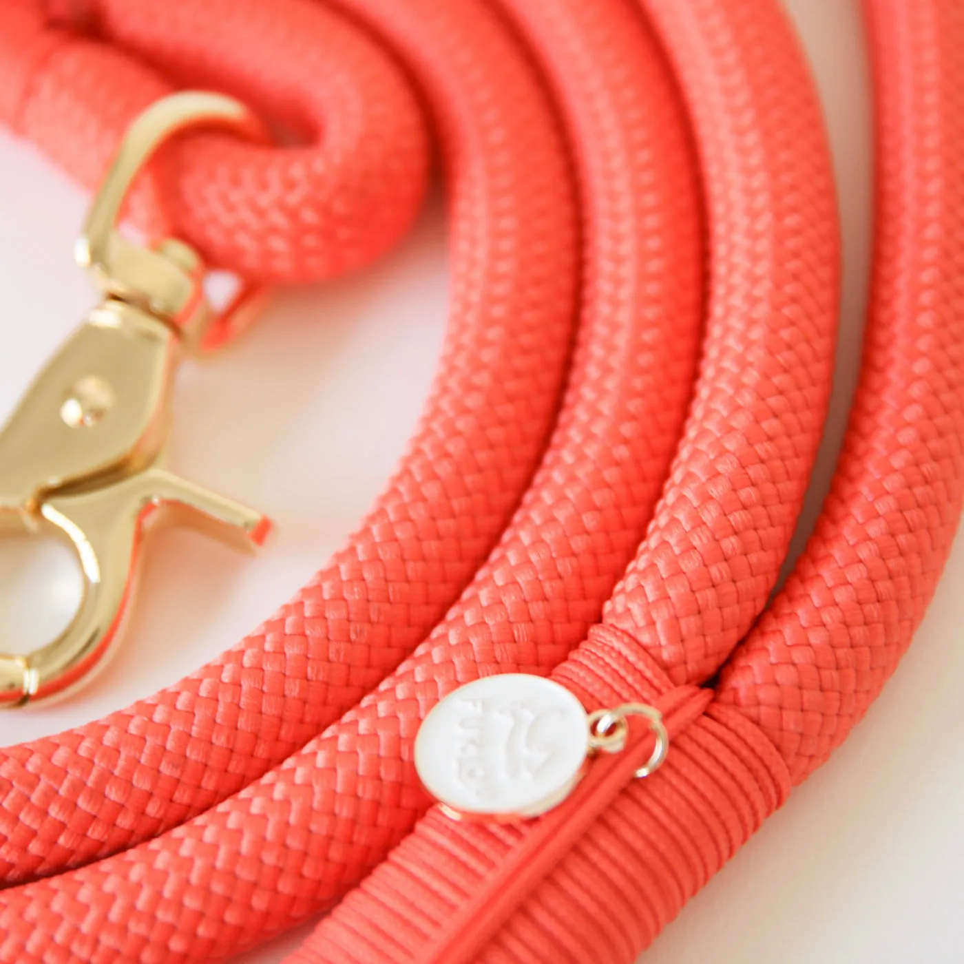 braided rope leash - coral