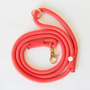 braided rope leash - coral