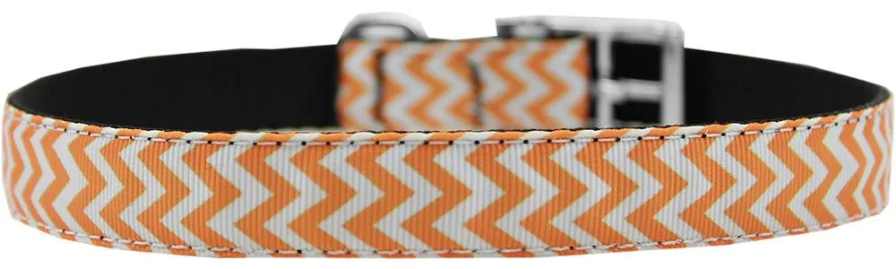 Chevrons Nylon Dog Collar with classic buckle 3-4" Orange Size 26