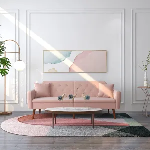 Convertible Velvet Sleeper Sofa Bed with Adjustable Backrest Couch Loveseat Pink