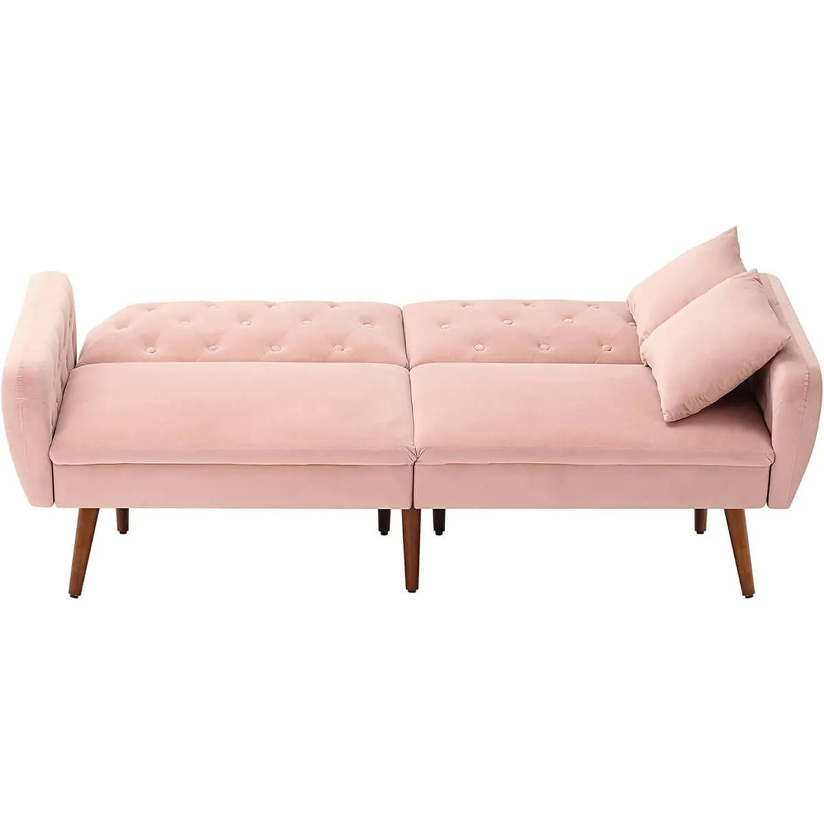 Convertible Velvet Sleeper Sofa Bed with Adjustable Backrest Couch Loveseat Pink