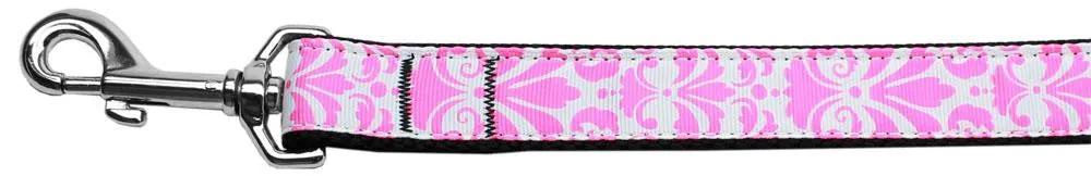 Damask Nylon Dog Leash 4 Foot Light Pink