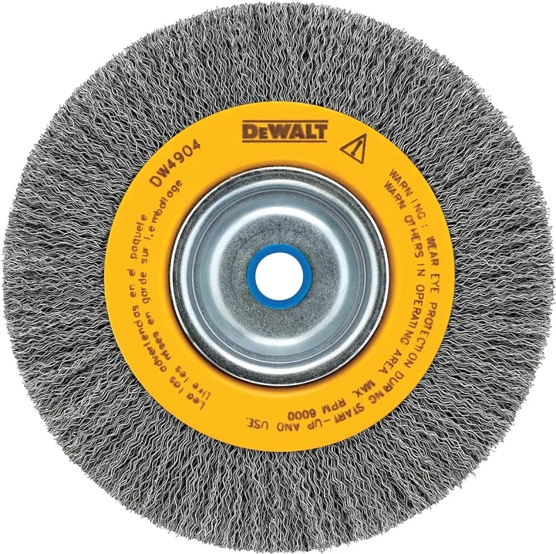 DeWALT DW4904 Wire Wheel Brush, 6 in Dia, 5/8 to 1/2 in Arbor/Shank, 0.014 in Dia Bristle, Carbon Steel Bristle :CD: QUANTITY: 1