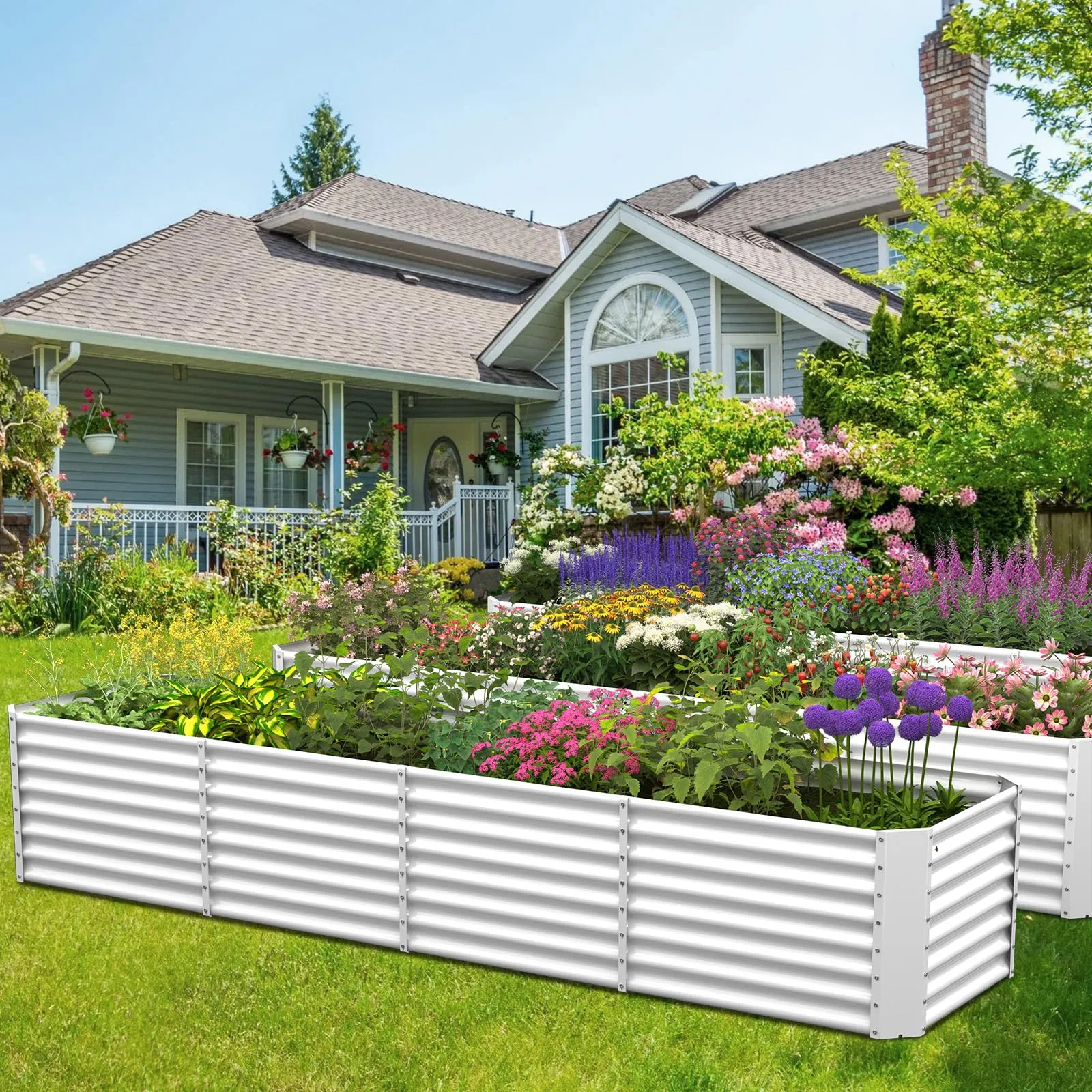 FRIZIONE 12FT x 2FT x 2FT Raised Garden Bed, White, Outdoor.