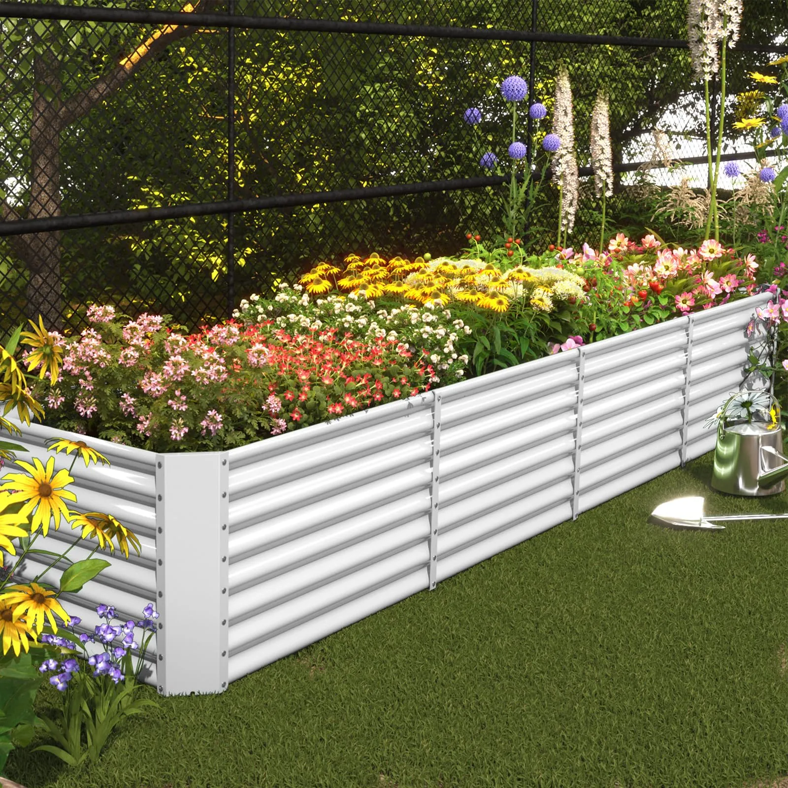 FRIZIONE 12FT x 2FT x 2FT Raised Garden Bed, White, Outdoor.