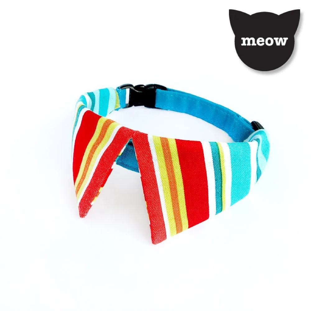 Goood Pet Collars Sharp Dapper Handmade Cat Collar - Rainbow Lines