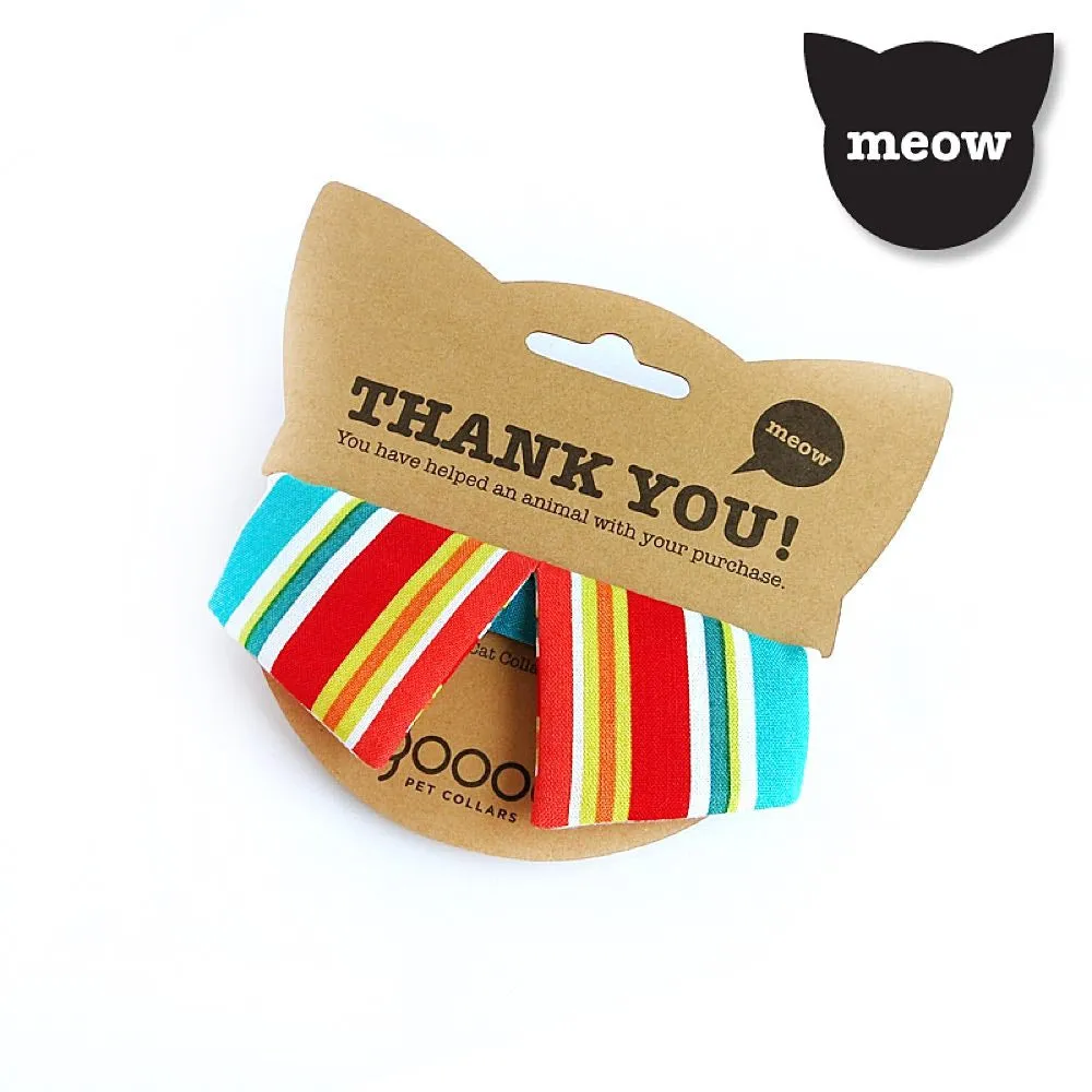 Goood Pet Collars Sharp Dapper Handmade Cat Collar - Rainbow Lines