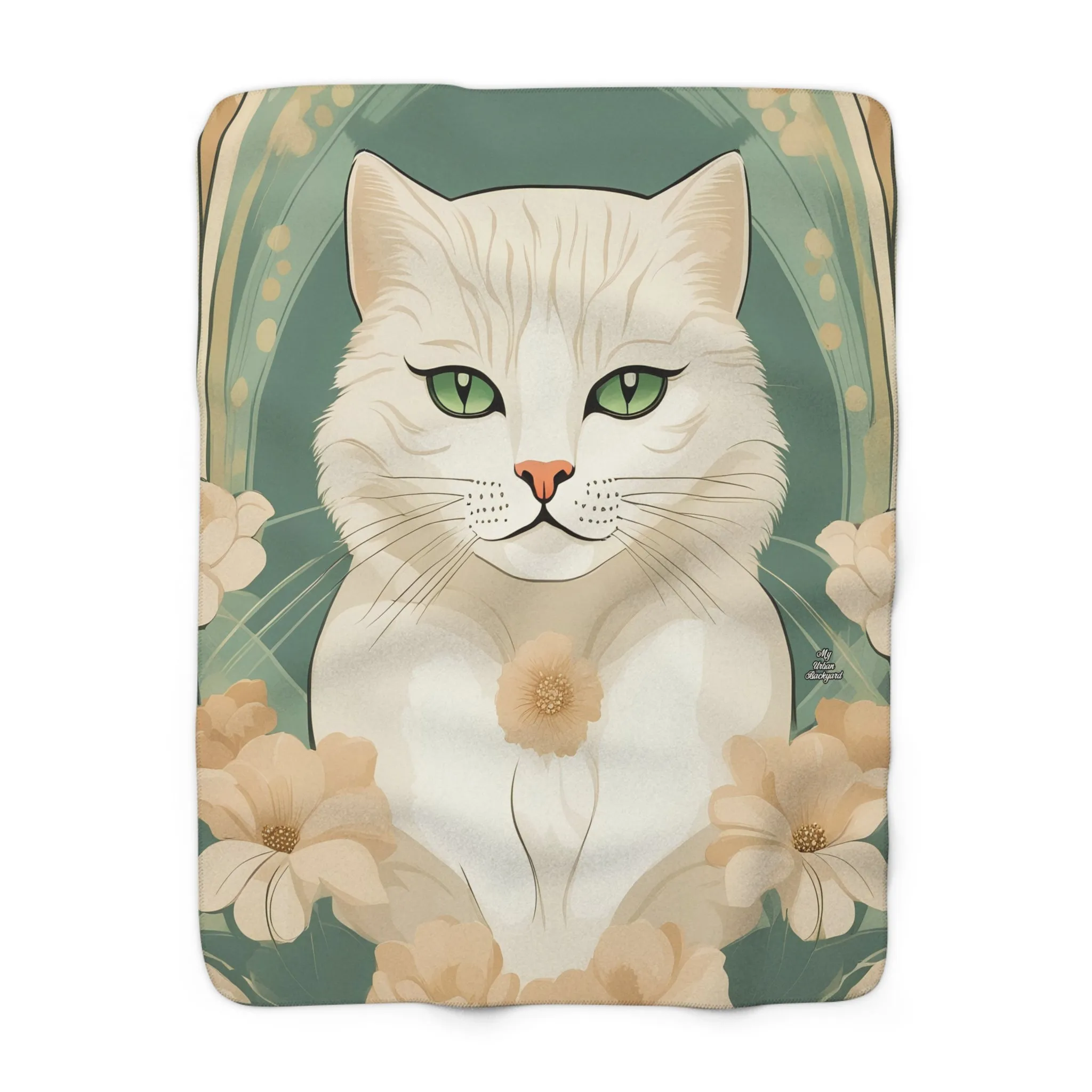 Green-Eyed Cat, Sherpa Fleece Blanket for Cozy Warmth, 50"x60"