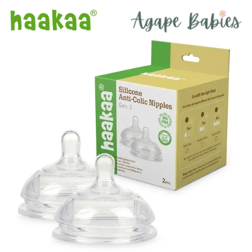 Haakaa Silicone Bottle Anti-Colic Nipple 2pc - Small