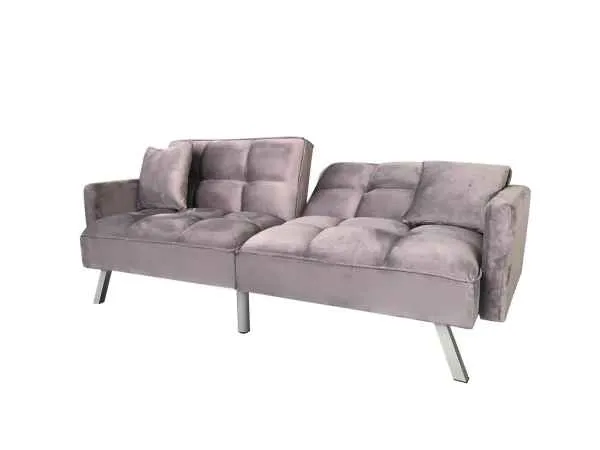 Home FUTON SOFA BED GREY VELVET