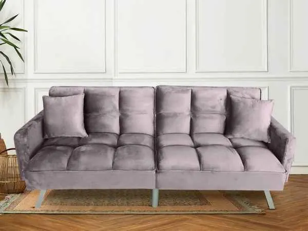 Home FUTON SOFA BED GREY VELVET