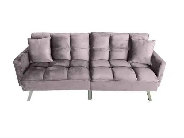 Home FUTON SOFA BED GREY VELVET