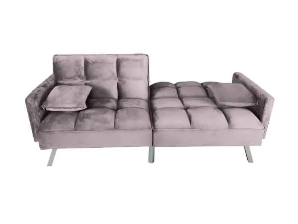 Home FUTON SOFA BED GREY VELVET