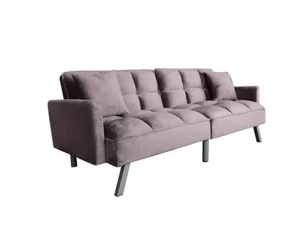 Home FUTON SOFA BED GREY VELVET