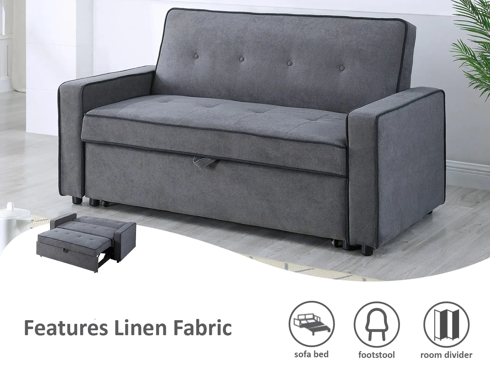 Home Pull Out Sofa Bed GREY