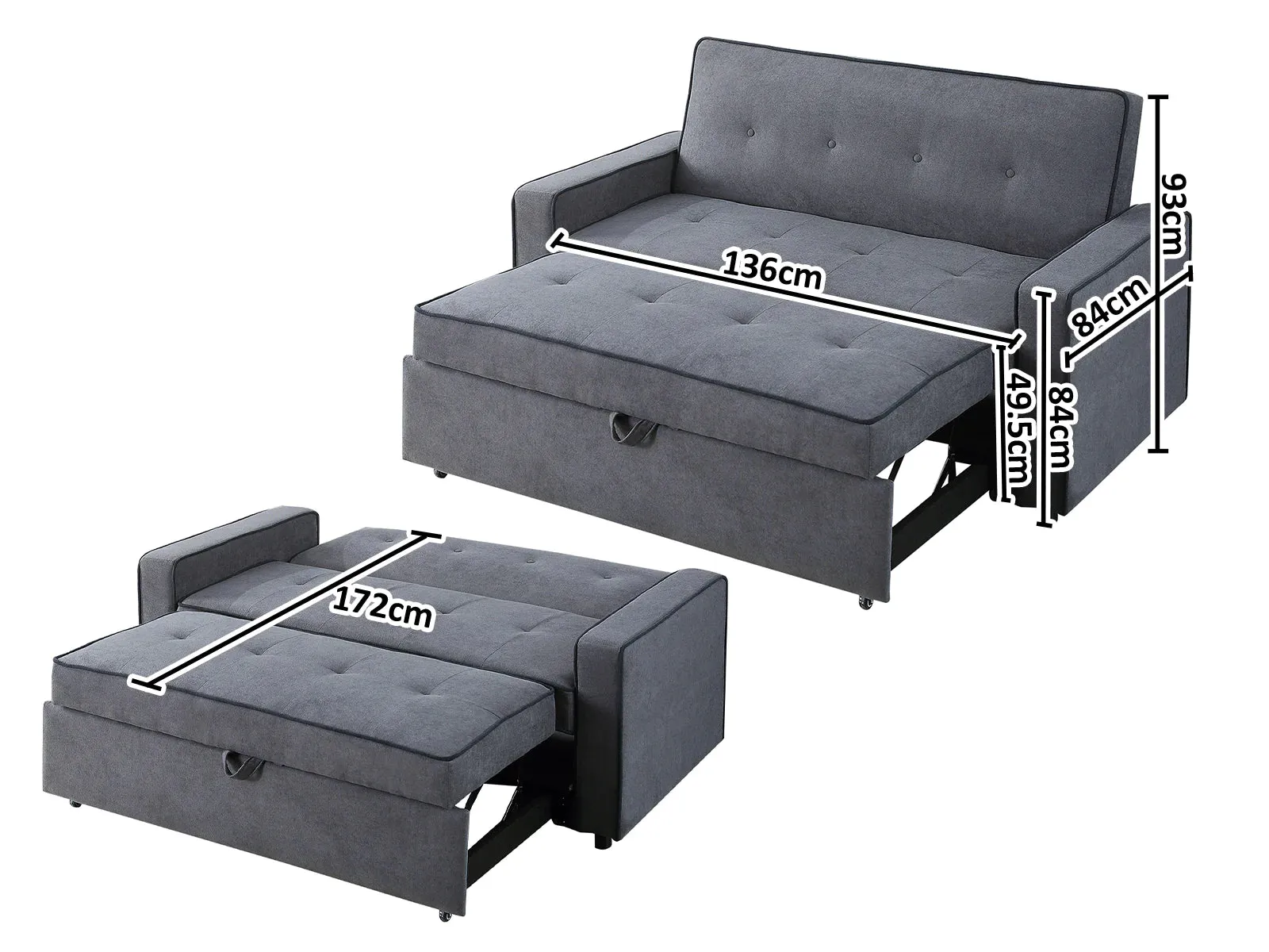 Home Pull Out Sofa Bed GREY