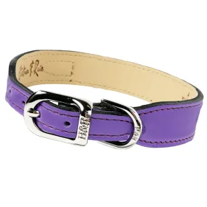 Italian Lavender Leather Dog Collar in Nickel