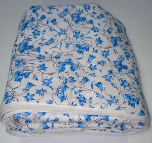 j Shree Summer Special Anti-Pilling Super Soft Cotton Floral Print Double Bed Dohar/ Summer Ac Blanket- Blue Iris Flowers