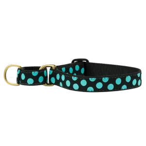 Martingale Collar | Black & Aqua Dots