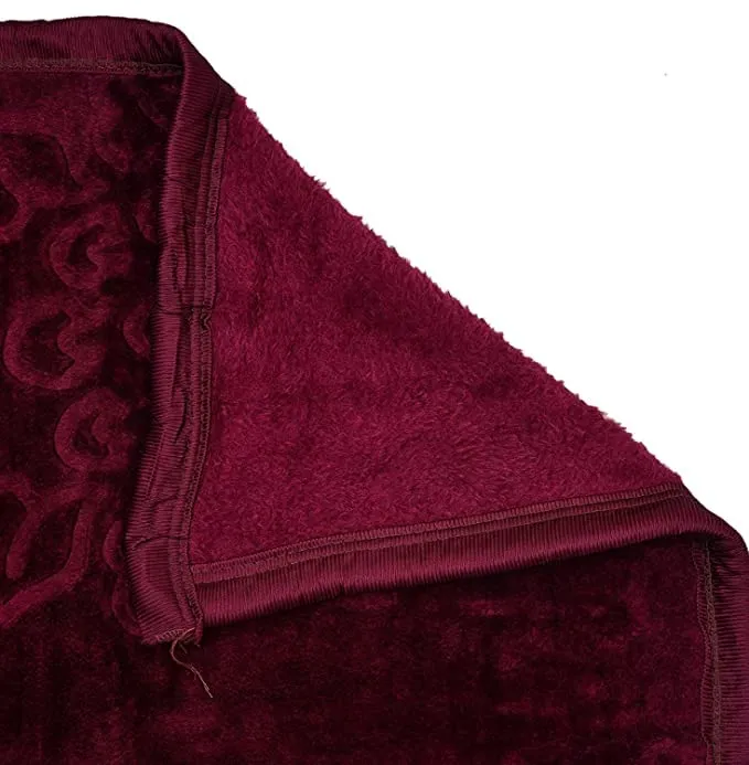 OM ENTERPRIES Microfiber 200 GSM Soft and Warm Mink Blanket for Winter Single,Double Bed Skin Friendly (Wine, Single)