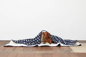 Pet Blanket with Fleece - Navy Cross Print