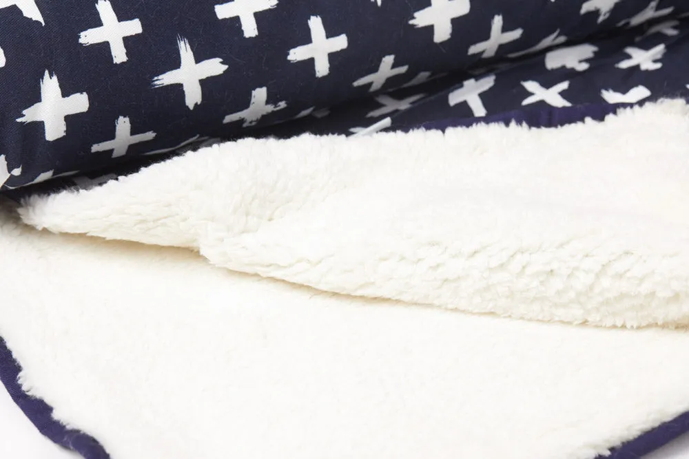 Pet Blanket with Fleece - Navy Cross Print