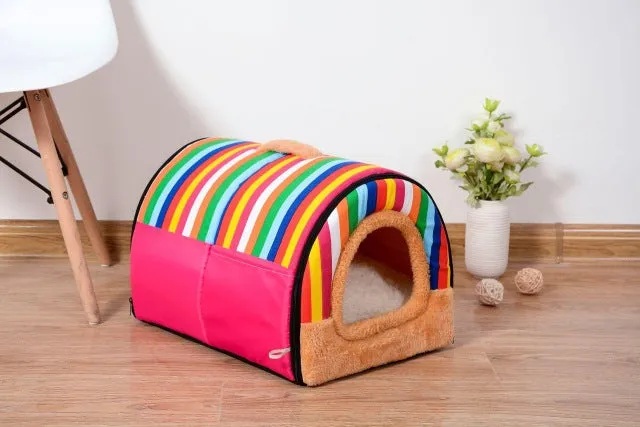 Pet Cave Dog House Bed Comfortable Print Stars Kennel Mat For Pet