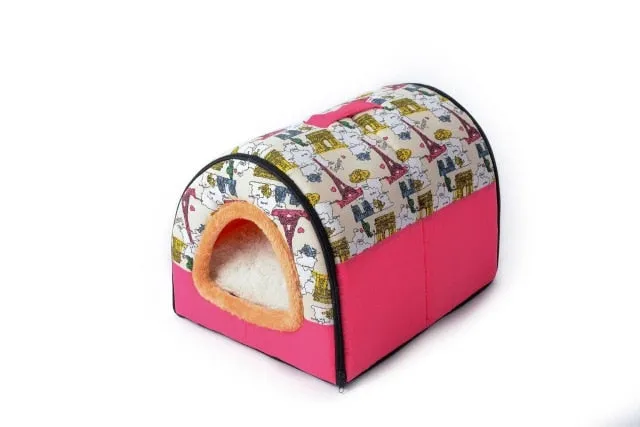 Pet Cave Dog House Bed Comfortable Print Stars Kennel Mat For Pet