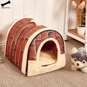 Pet Cave Dog House Bed Comfortable Print Stars Kennel Mat For Pet