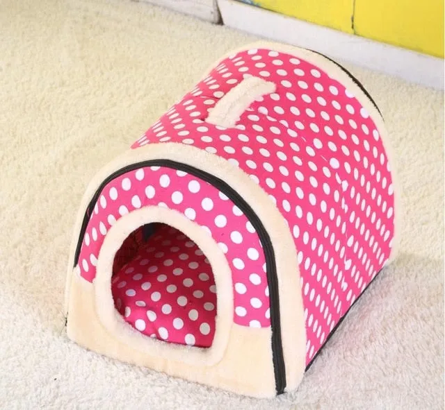 Pet Cave Dog House Bed Comfortable Print Stars Kennel Mat For Pet