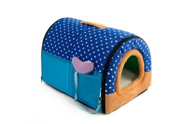 Pet Cave Dog House Bed Comfortable Print Stars Kennel Mat For Pet