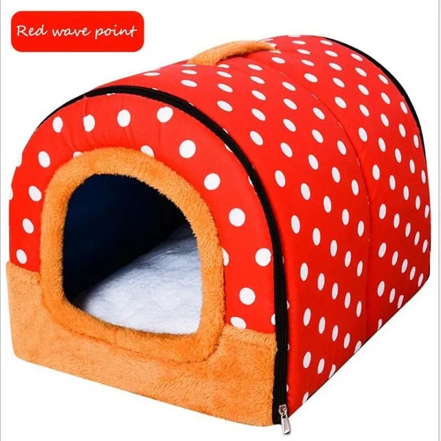 Pet Cave Dog House Bed Comfortable Print Stars Kennel Mat For Pet