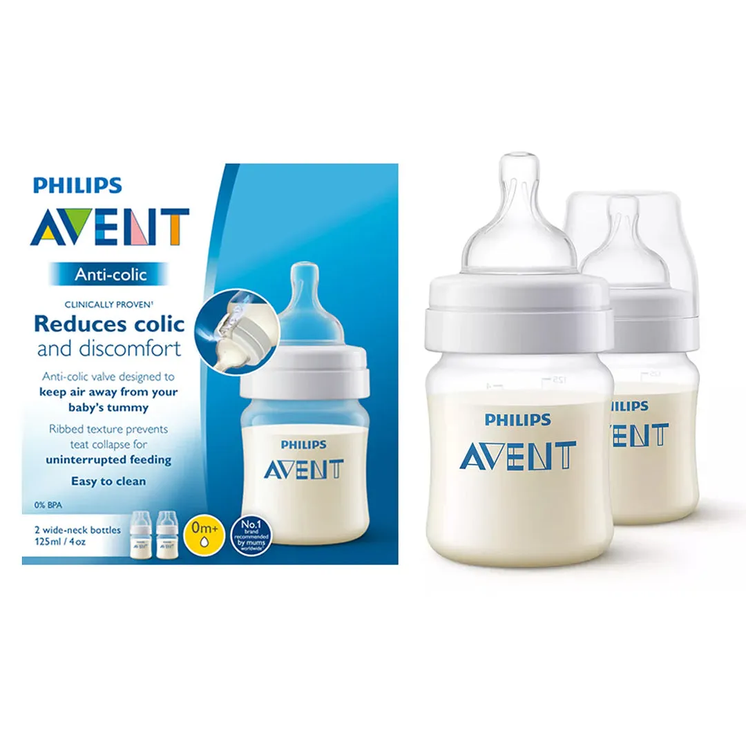 Philips Avent Anti-colic Baby Milk feeding Bottle, Twin Pack - 125ml, 0 m