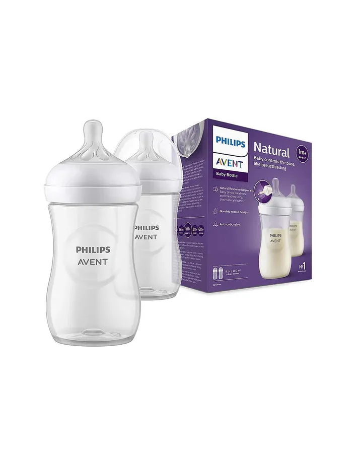 Philips Avent Baby Milk Feeding Bottle with Natural Response Teat - 260ml ( Twin Pack )