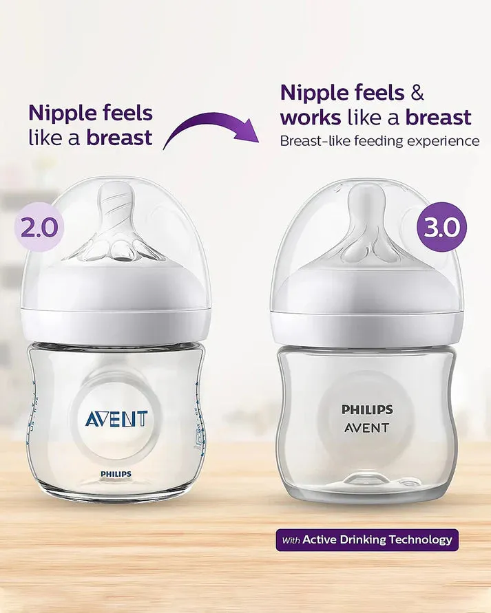 Philips Avent Compact Size Baby Milk Feeding Bottle with Natural Response Teat - 125ml - ( Twin Pack )