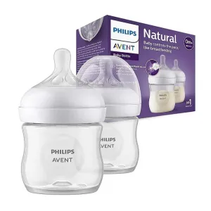 Philips Avent Compact Size Baby Milk Feeding Bottle with Natural Response Teat - 125ml - ( Twin Pack )