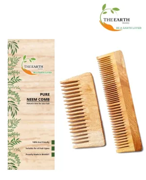 Pure Kacchi Neem Wood Comb Pack Combo -02  (Pack of 2)